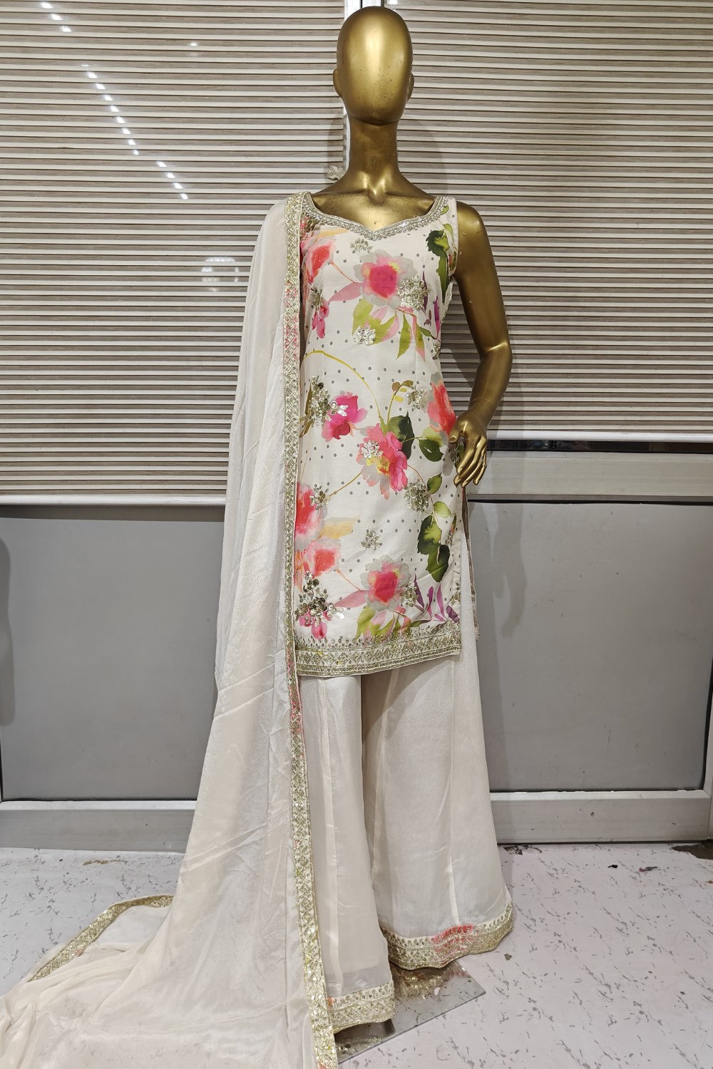 Beautiful Printed sharara set with soft net dupatta