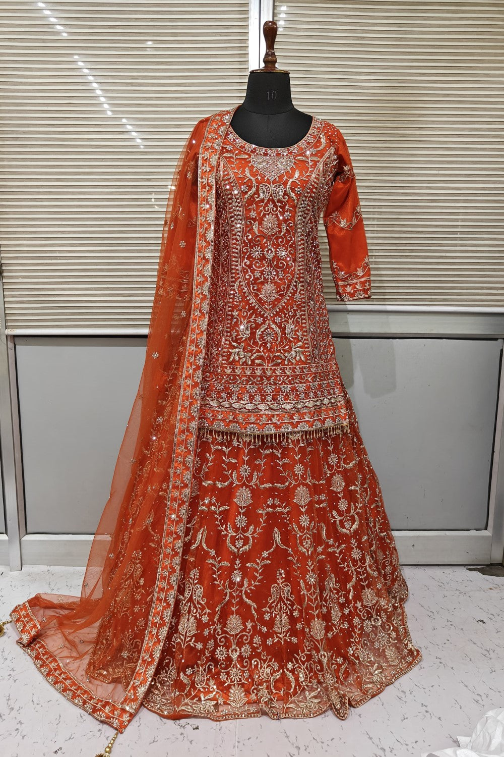 Classy Lehenga in  Resham and sequins with long top Main image