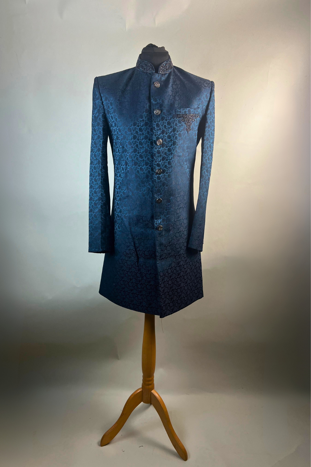 Blue Printed Sherwani