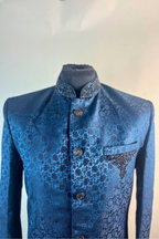 Blue Printed Sherwani