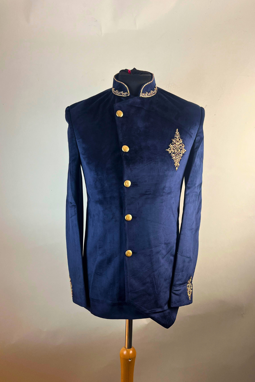 Navy Blue Velvet Prince Coat Main image