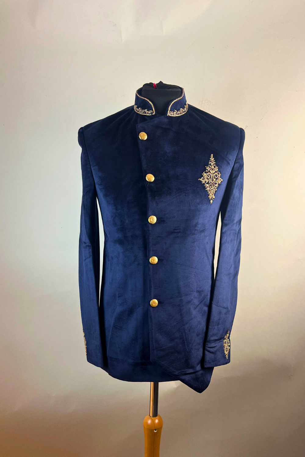 Navy Blue Velvet Prince Coat