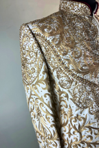 Gold On White Embroidered Sherwani