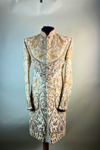 Gold On White Embroidered Sherwani