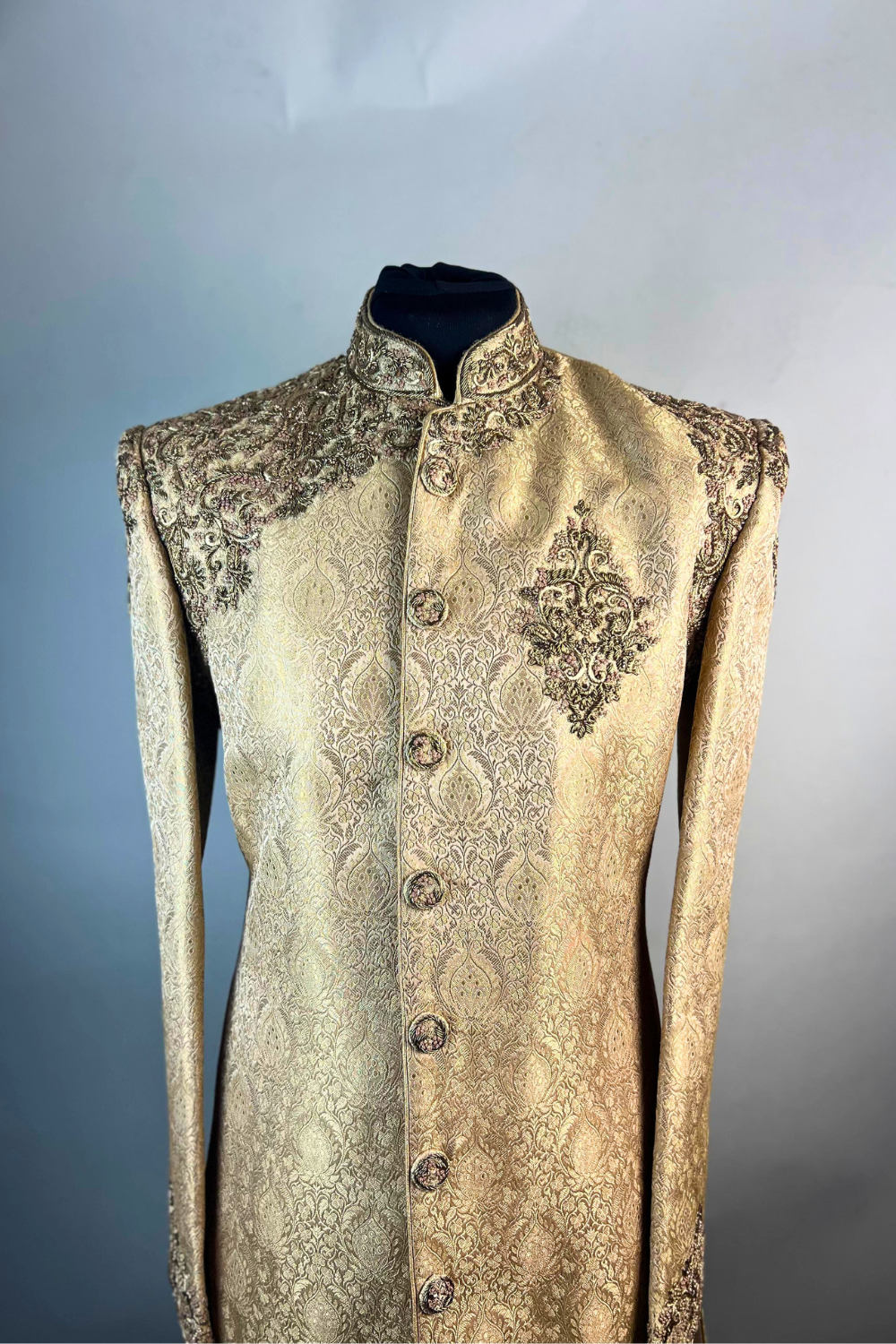 Gold Embroidered sherwani Main image