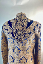 Gold On Blue Velvet Embroidered sherwani