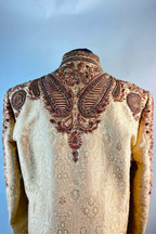 Gold Sherwani with Maroon Embroidered