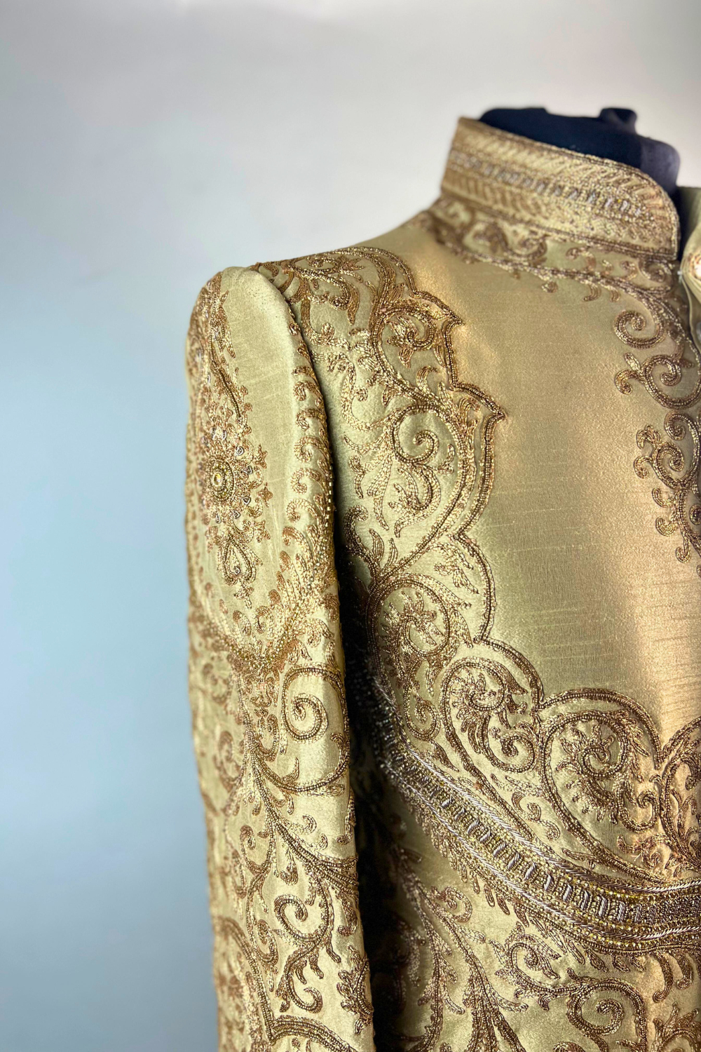 Gold Sherwani with Embroidery