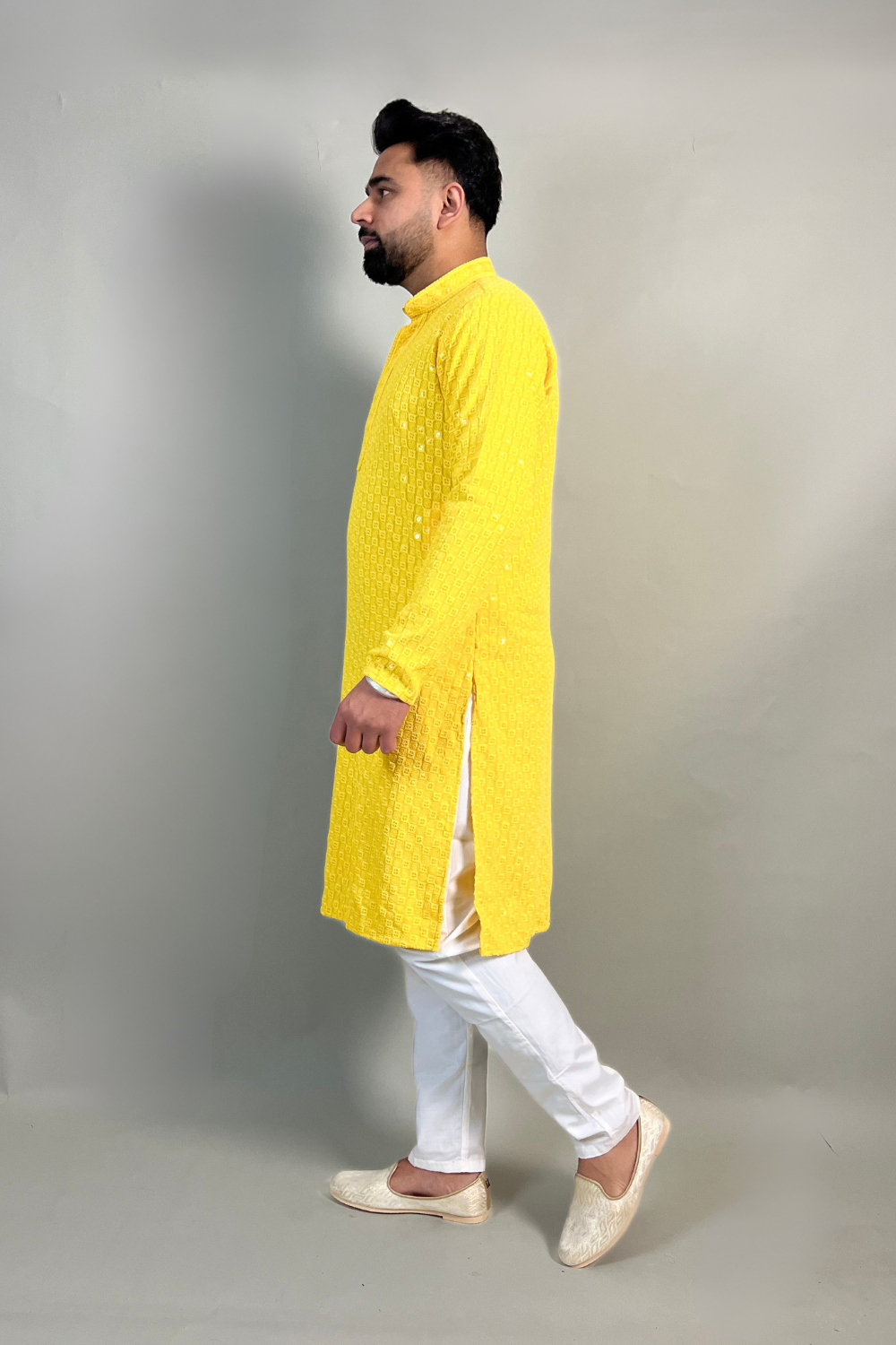 CHICKEN KARI KURTA IN YELLOW