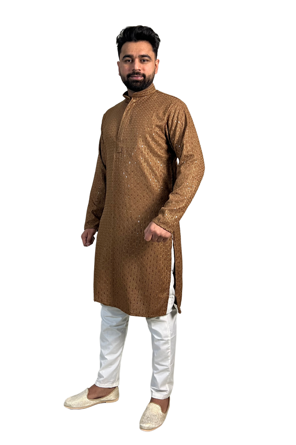 CHICKEN KARI KURTA IN BROWN Main image
