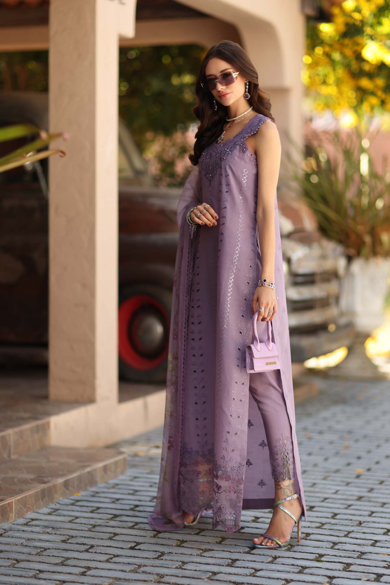 Noor by Saadia Asad | Luxe Chikankari 26 | D4 - A - French Violet