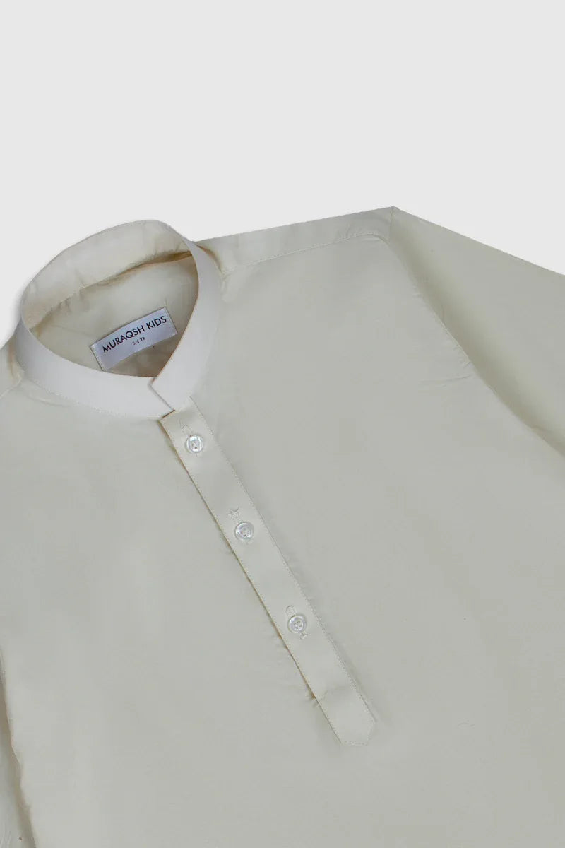 Bosky White Soft Cotton Kurta Trouser - Kids