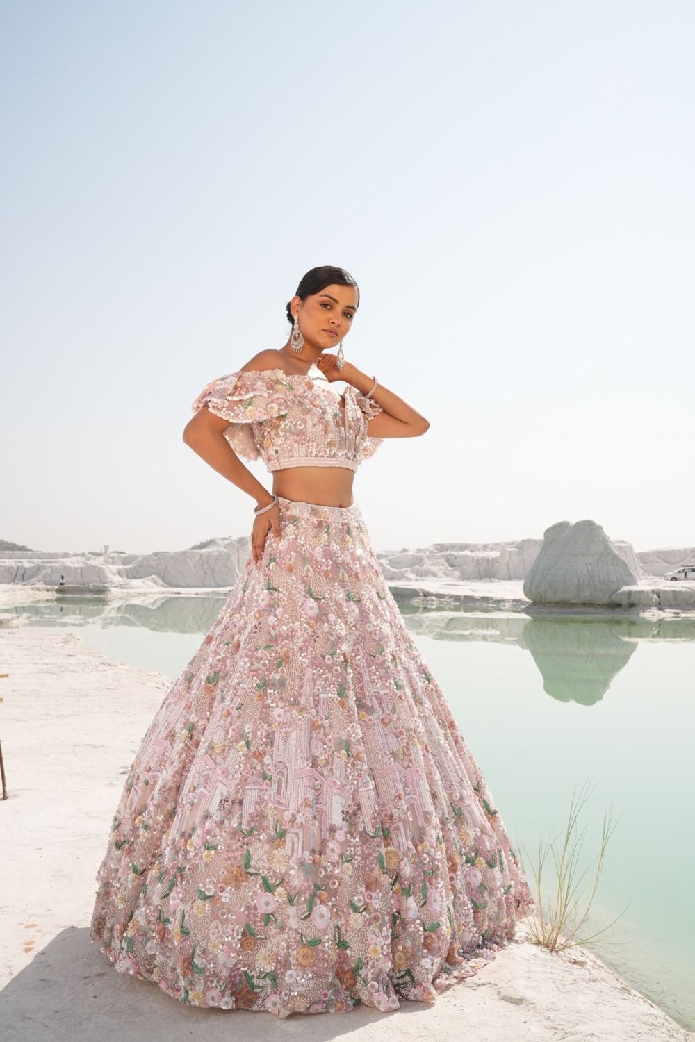 Baby Pink Embroidered Bridal Lehenga