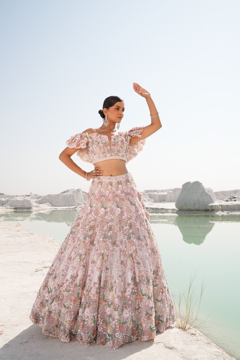 Baby Pink Embroidered Bridal Lehenga