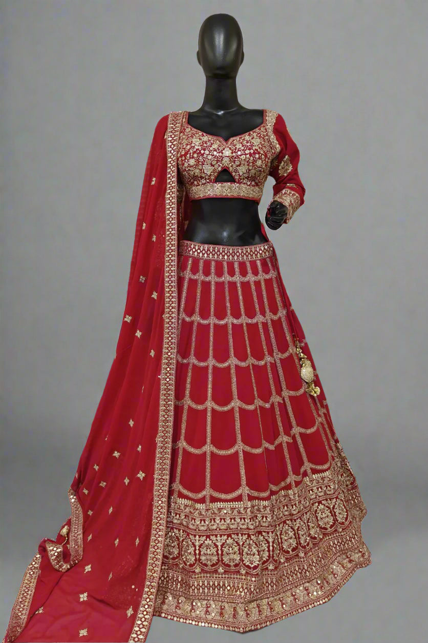 Elegant white lehenga with resham and zardosi work