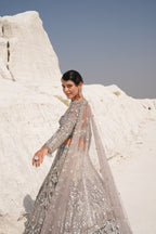 Bridal Lehenga with Heavy Embroidery in Silver