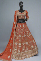 Blue Resham work lehenga with all hand embroidered
