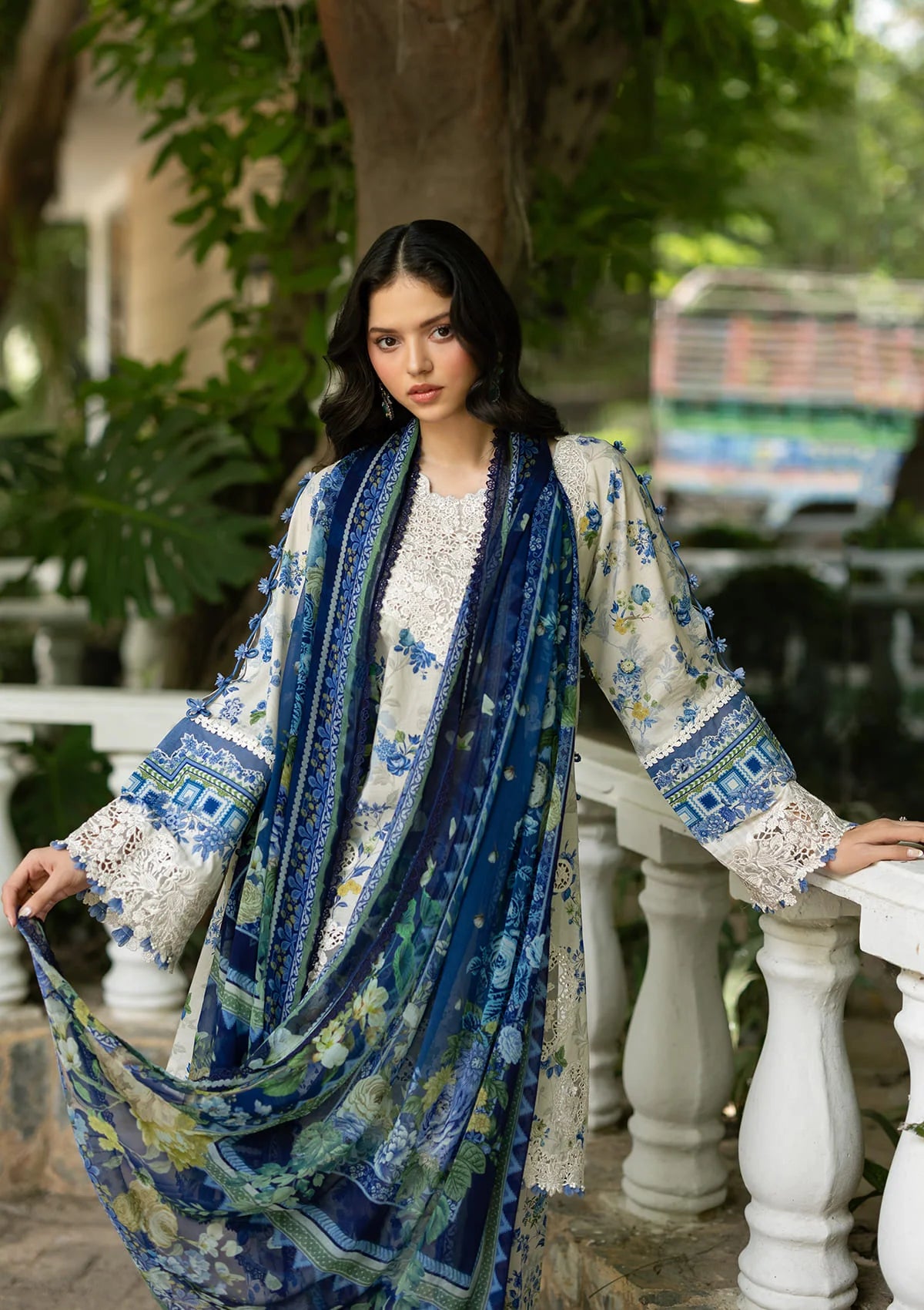 Elaf Premium | Signature Embroidered Lawn with Chiffon Collection 26 | ESG-8B CELINE