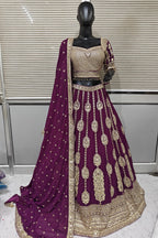 Pink Gold and zari work lehenga