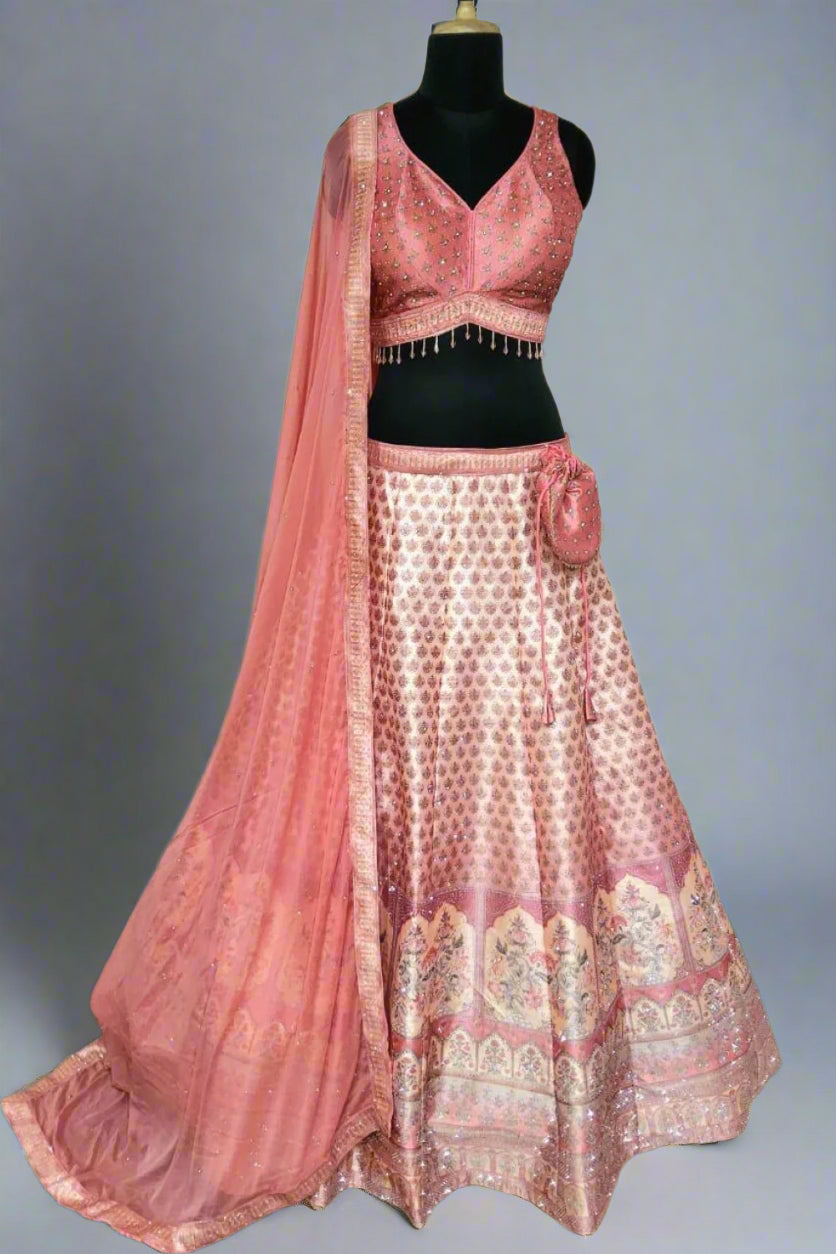 Mesmerizing pink lehenga with soft net dupatta