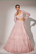 Pink Bridal Blouse & Lehenga with Heavy Embroidery