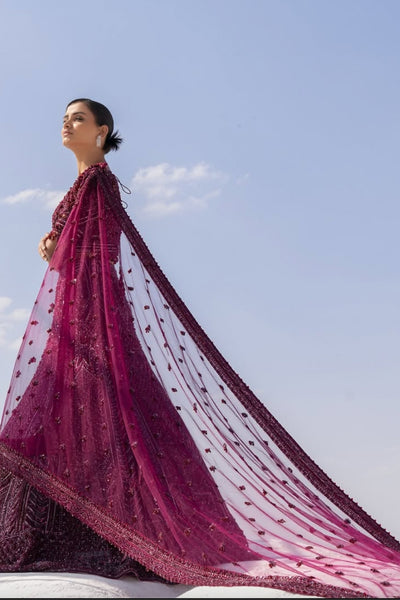 Bridal Blouse and Lehenga in Plum with Extensive Embroidery