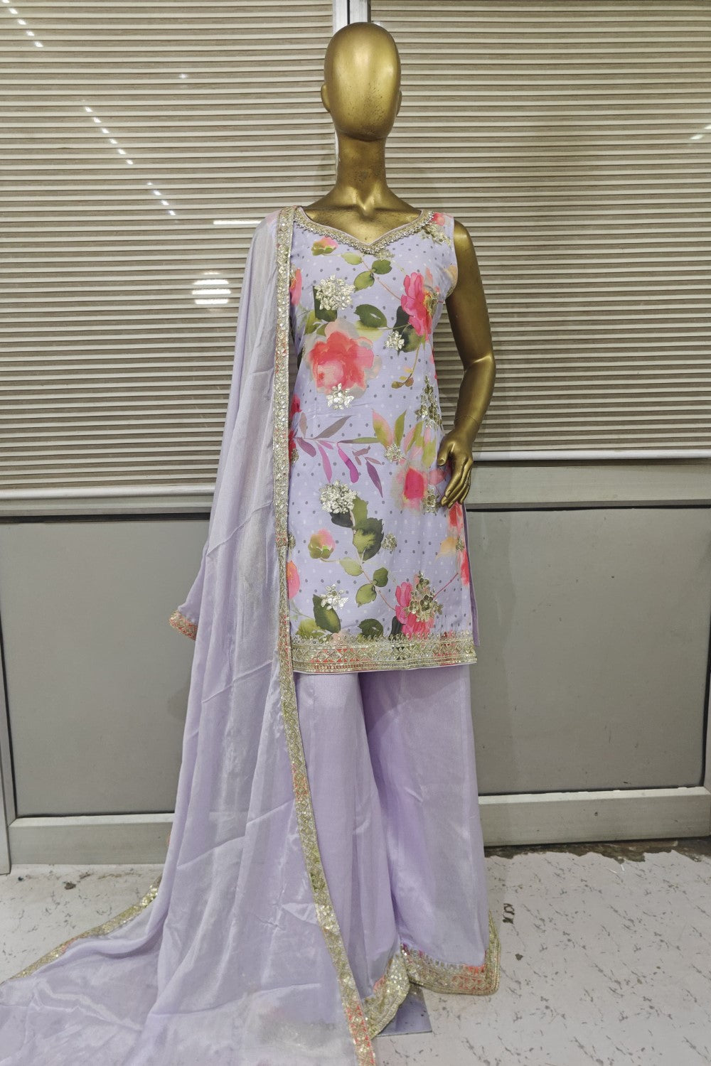 Beautiful Printed sharara set with soft net dupatta