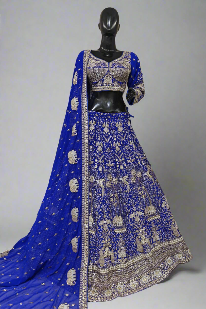 Blue Resham work lehenga with all hand embroidered Main image