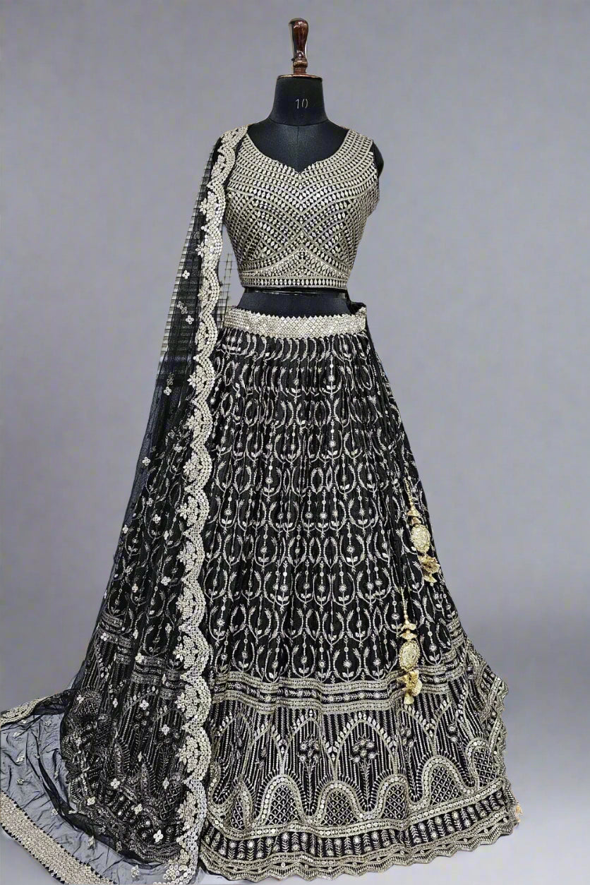 Royal blue sequins and zari work