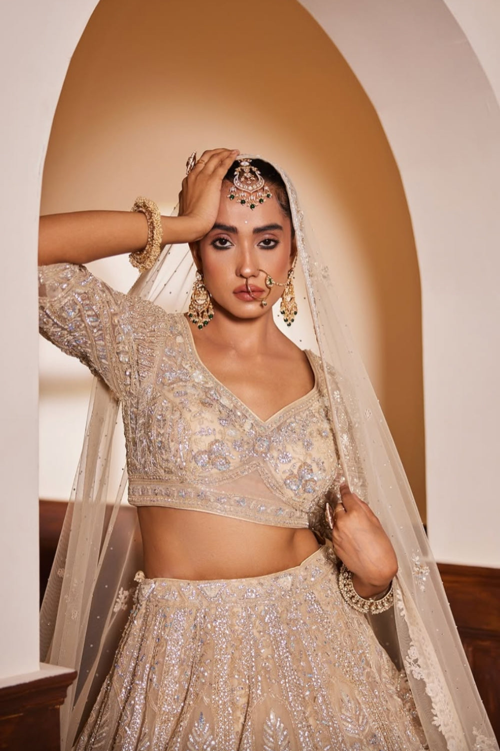 Nude Embroidered Bridal Lehenga