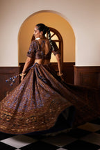 Bridal Lehenga in Gold with Purple Embroidery