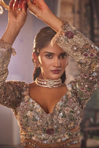 Bridal Lehenga in Silver with Extensive Royal Embroidery