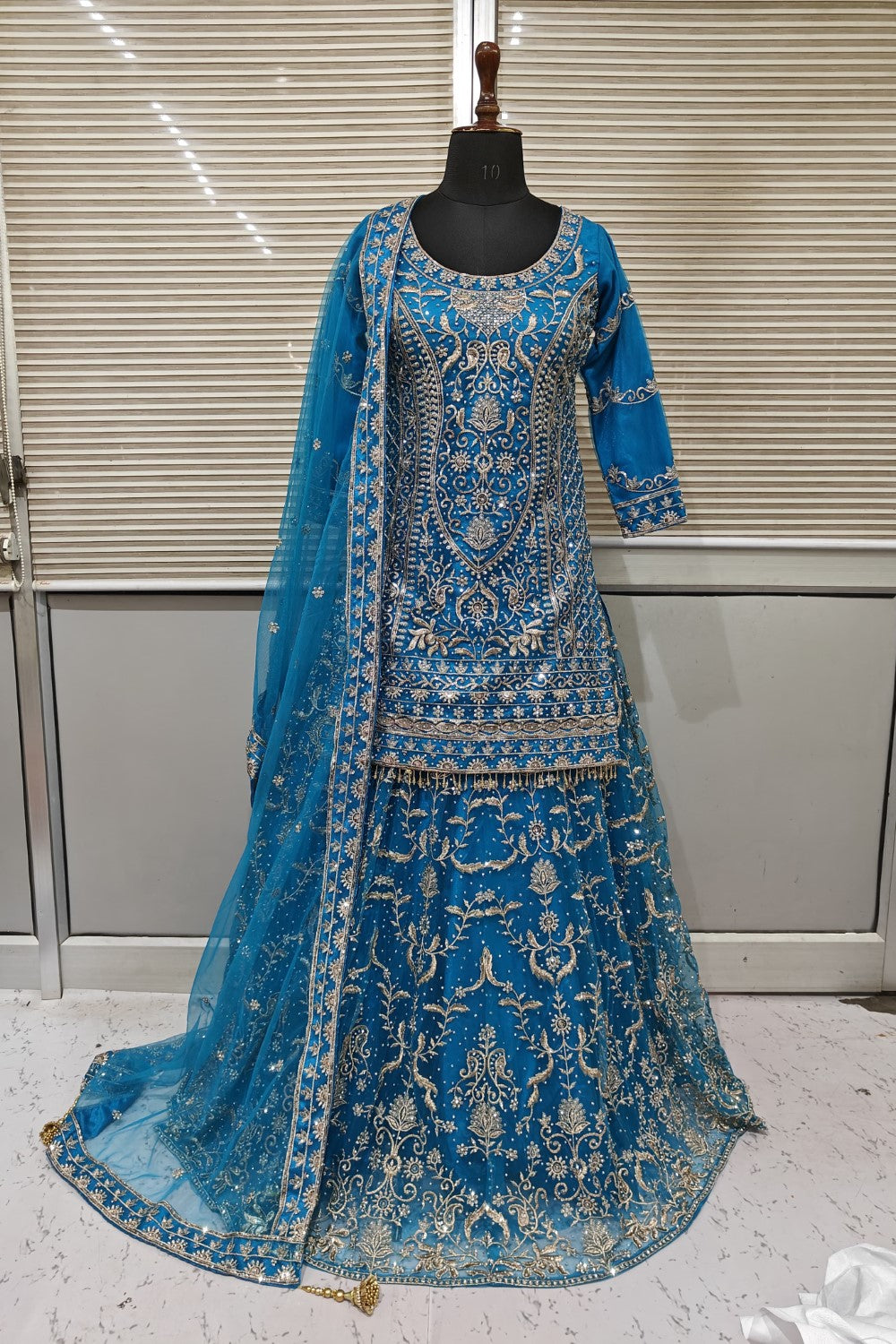 Classy Lehenga in  Resham and sequins with long top