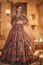 Beautiful Bridal Pink Lehenga with Heavy Green Embroidery