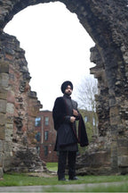 Black on Black Textured Sherwani Set