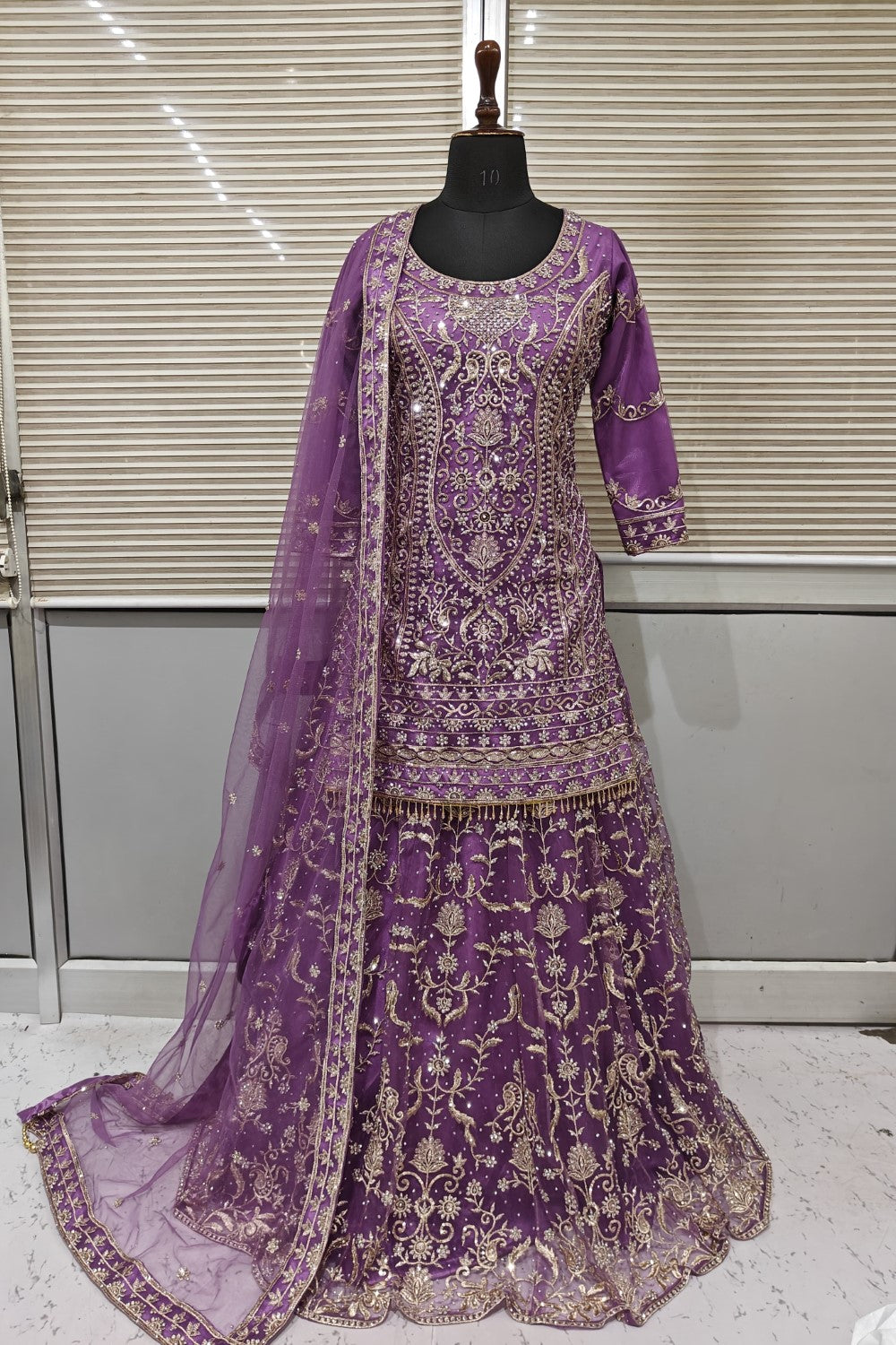 Classy Lehenga in  Resham and sequins with long top