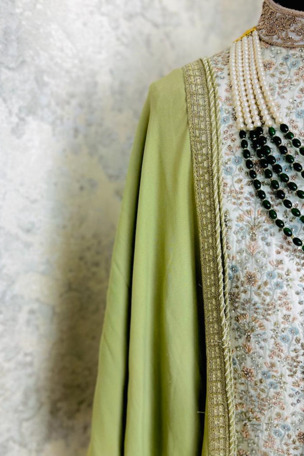 Ivory Silk Hand Embroidered  Sherwani