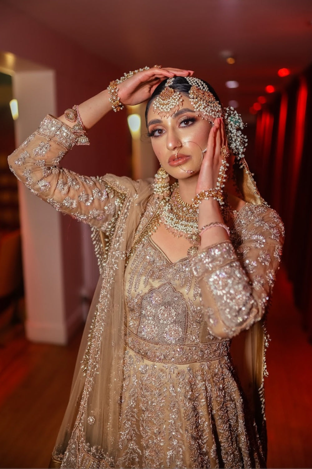Nude Embroidered Bridal Lehenga