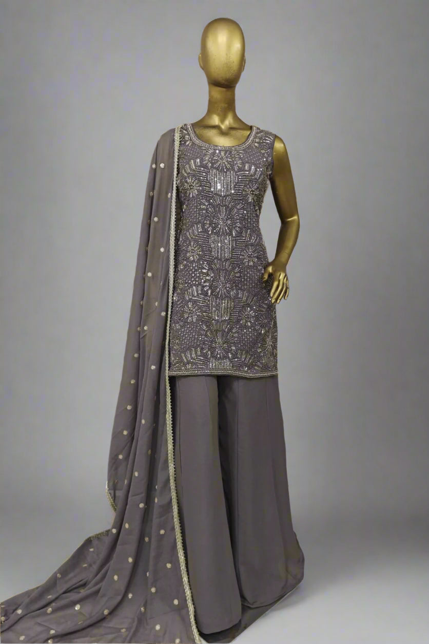 Hand  Embroidered sharara in sequins and thread work Secondary image