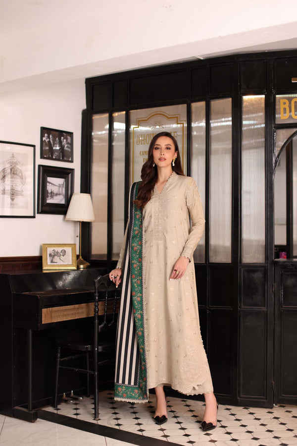 Noor by Saadia Asad | Winter Embroidered Printkhaas 25 | D1 - B