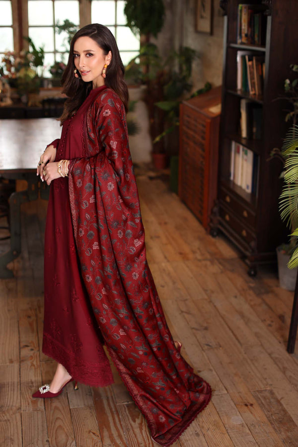 Noor by Saadia Asad | Winter Embroidered Printkhaas 25 | D4 - A