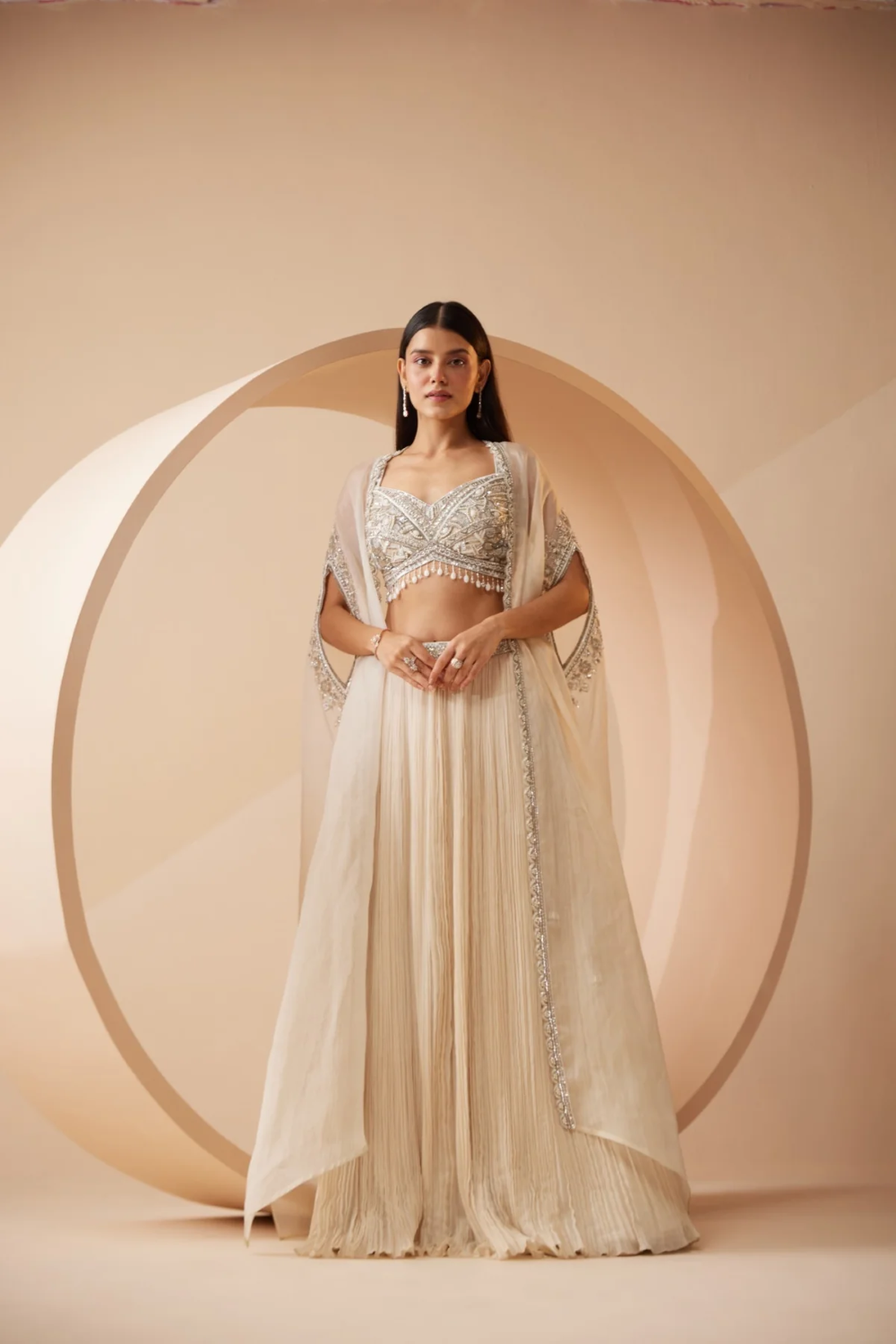 Sequins and stone ivory  lehenga