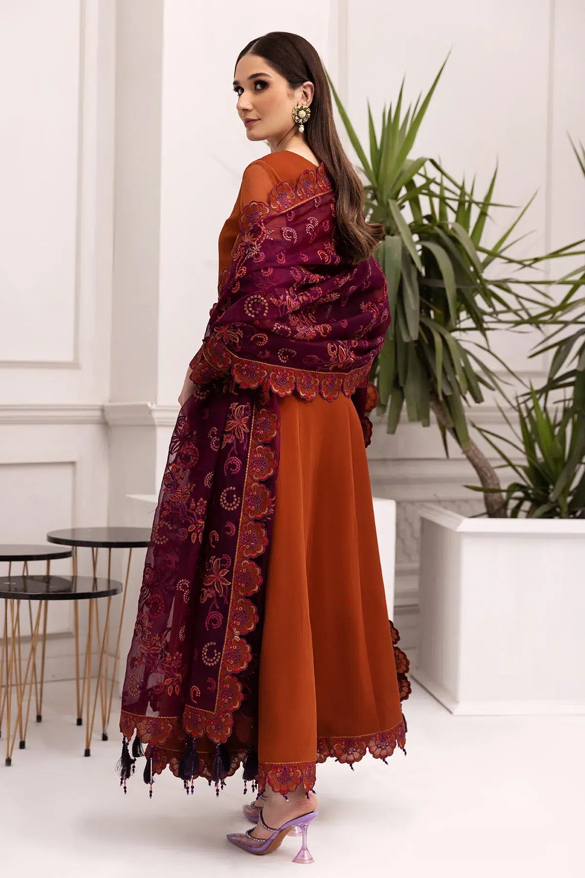 Alizeh | Formals Collection | Rust Dress 3 piece - RTW1011