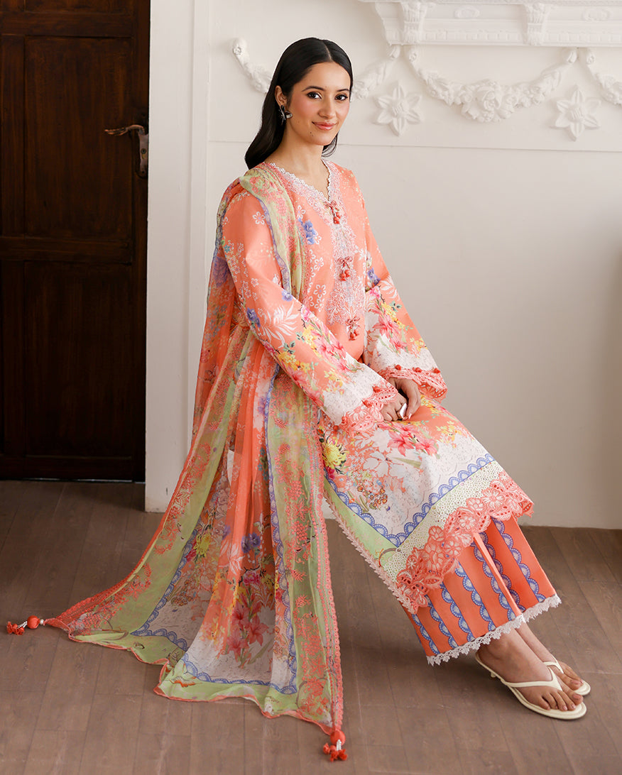 Roheenaz | Sunlit Tales Printed Embroidered Edit | Blush tale