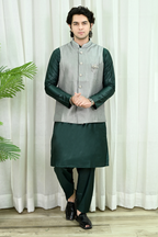 Classic Grey Ethnic Waistcoat with Embroidery