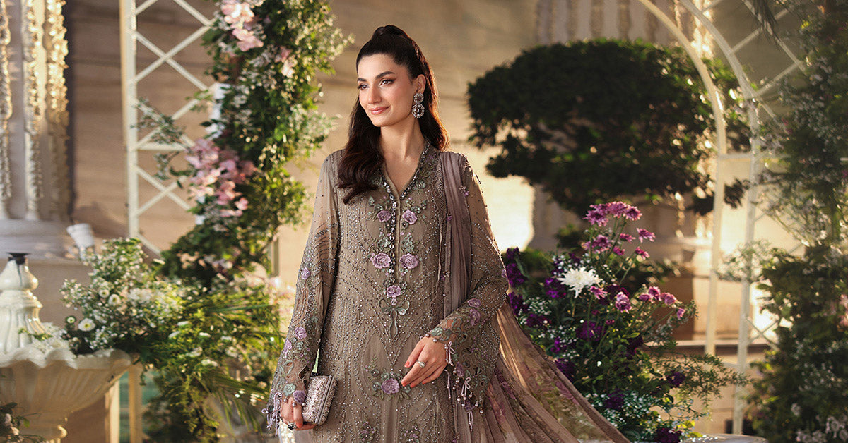 Maria b | Chiffon Formals 26 | MPC-26-102-Muted Mocha Brown  Diyas Direct   The Bridal shop in Birmingham