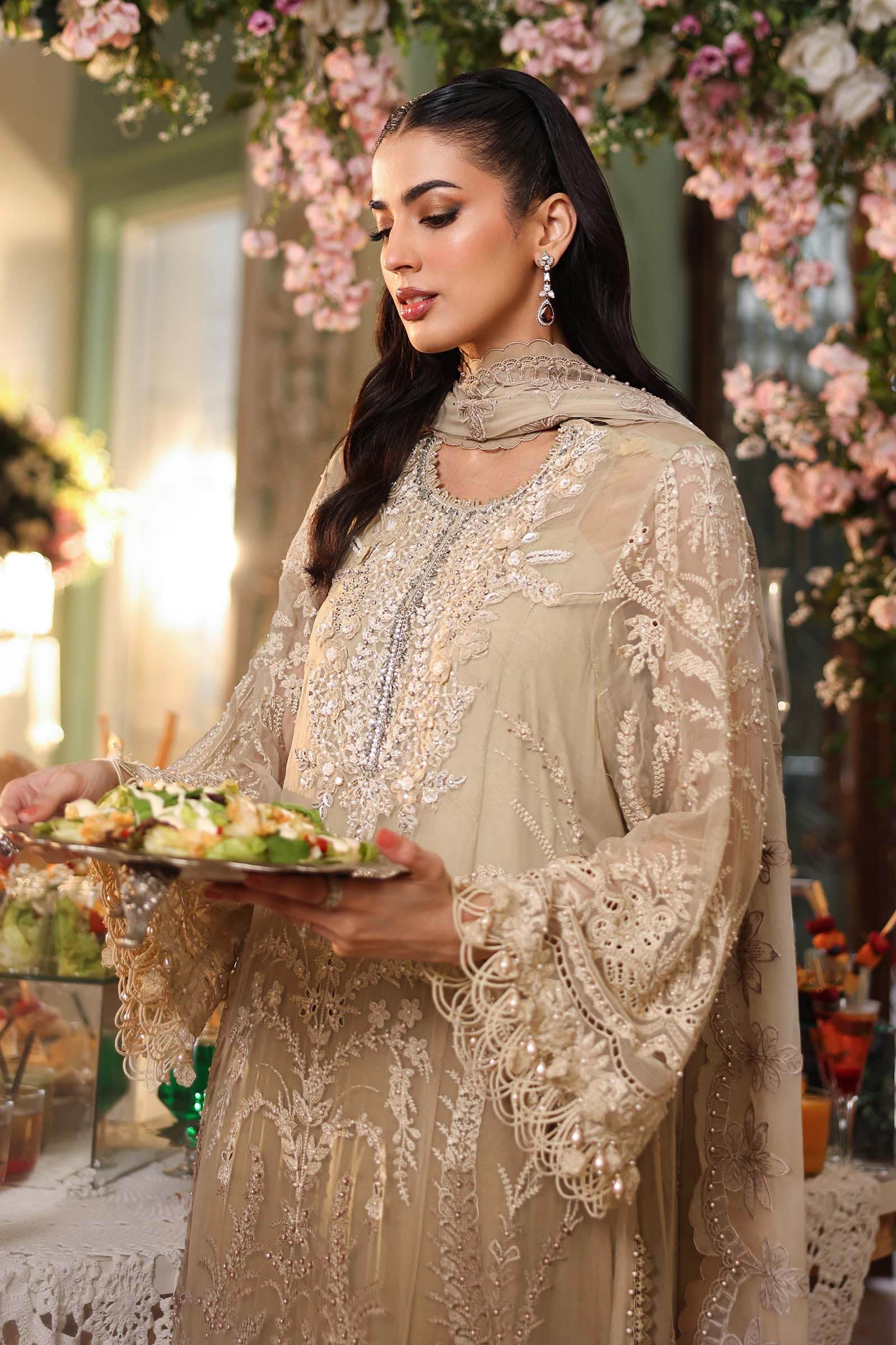 Maria b | Chiffon Formals 26 | MPC-26-103-Olive Gold