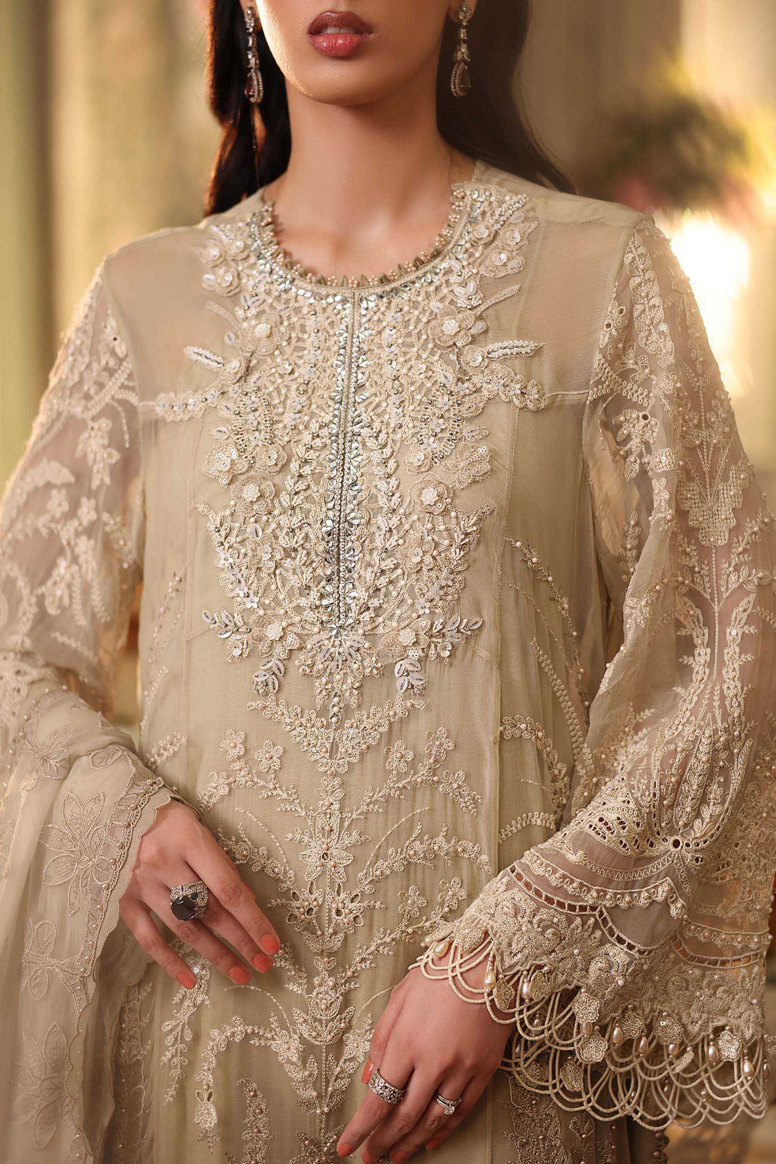 Maria b | Chiffon Formals 26 | MPC-26-103-Olive Gold