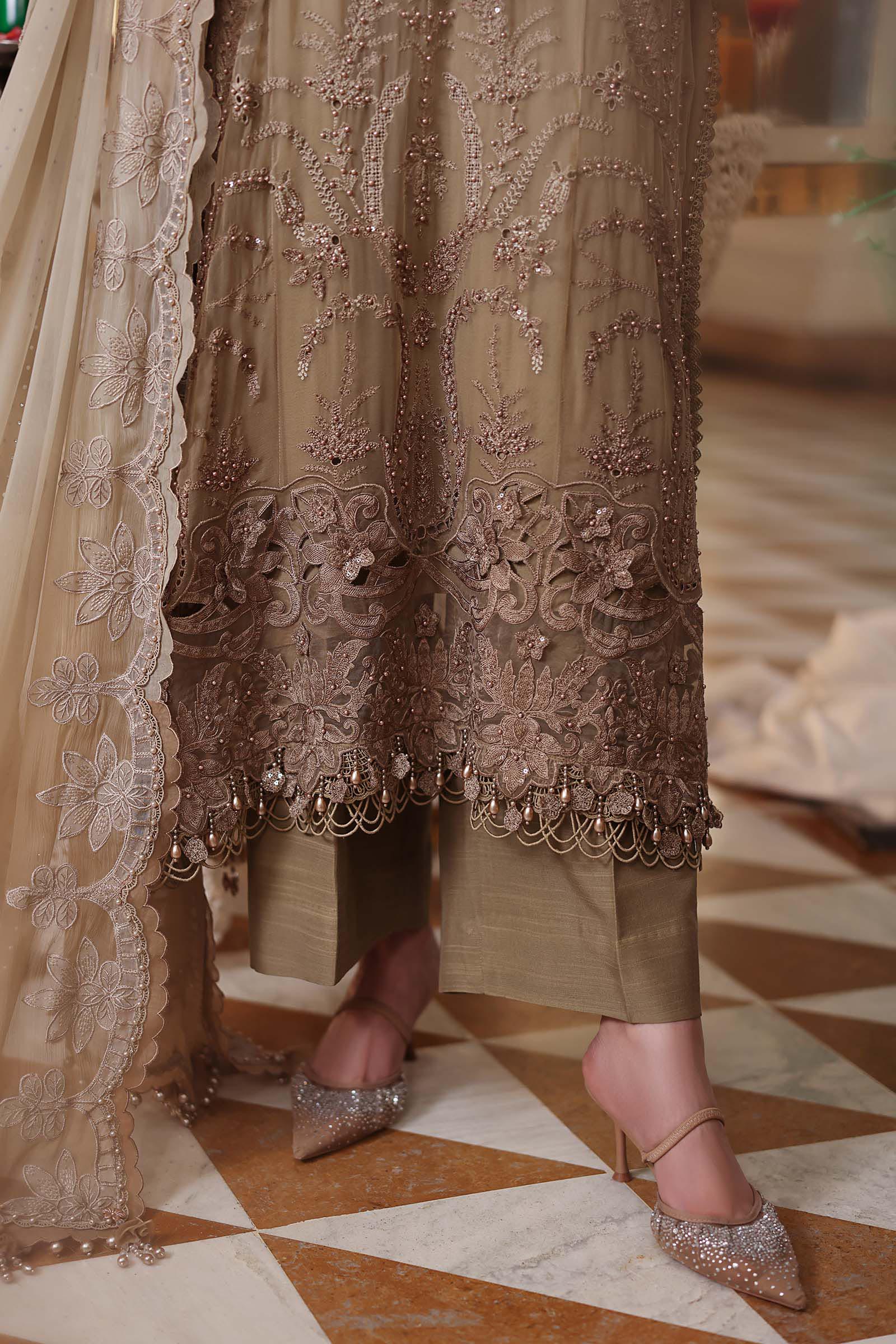 Maria b | Chiffon Formals 26 | MPC-26-103-Olive Gold