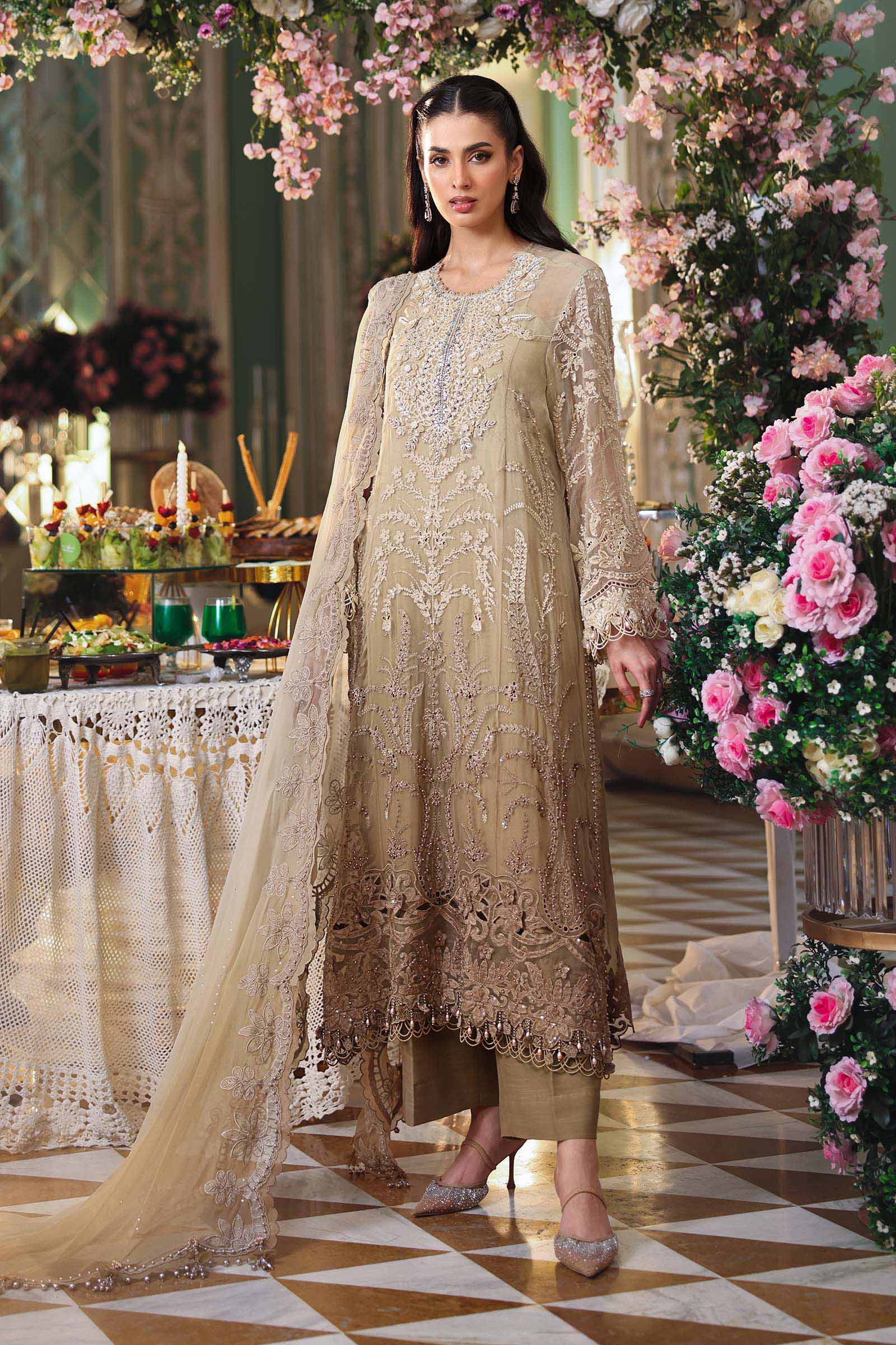 Maria b | Chiffon Formals 26 | MPC-26-103-Olive Gold